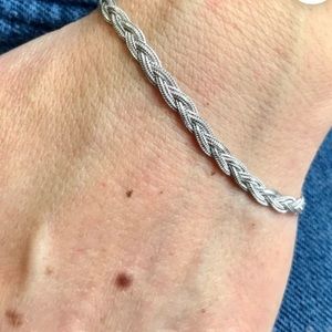 14K White Gold Braided Bracelet 7in
